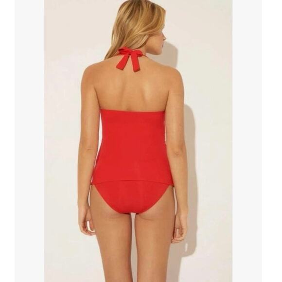 Bleu by Rod Beattie Lined Shirred Kore Halter Tankini Swimsuit Red Size 6 NWT - Picture 2 of 14